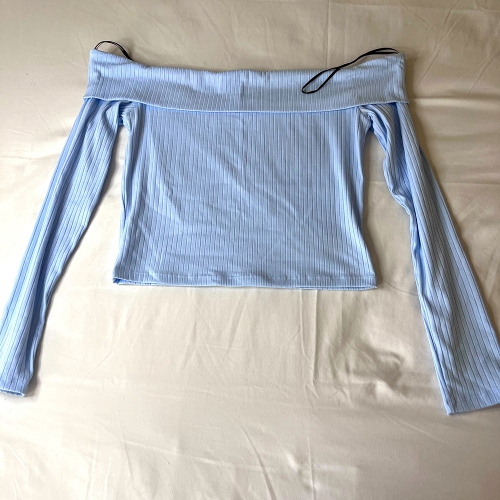 Baby blue strapless top